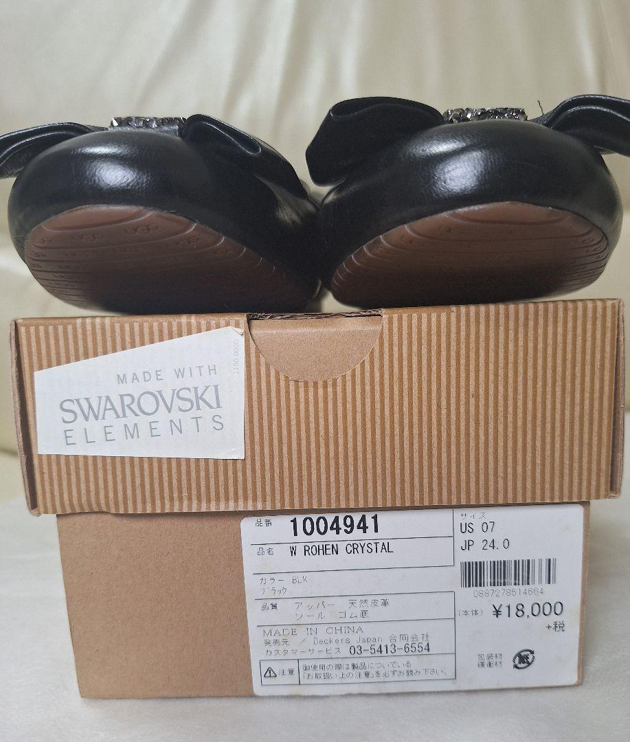 ugg アグ 24cm フラットシューズ 黒　スワロフスキー