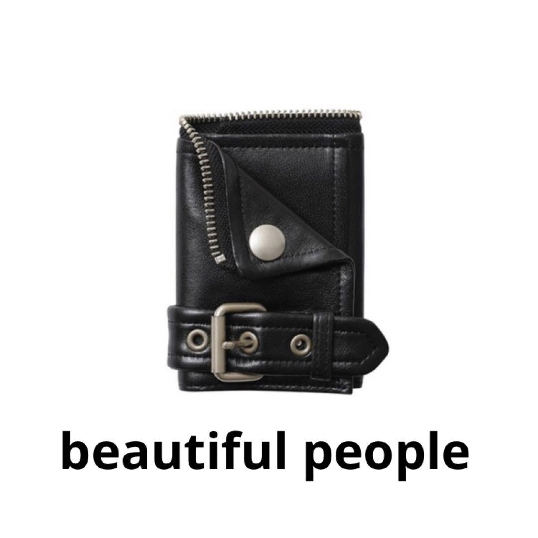 新品 beautiful people ライダース カードホルダー 三つ折り財布