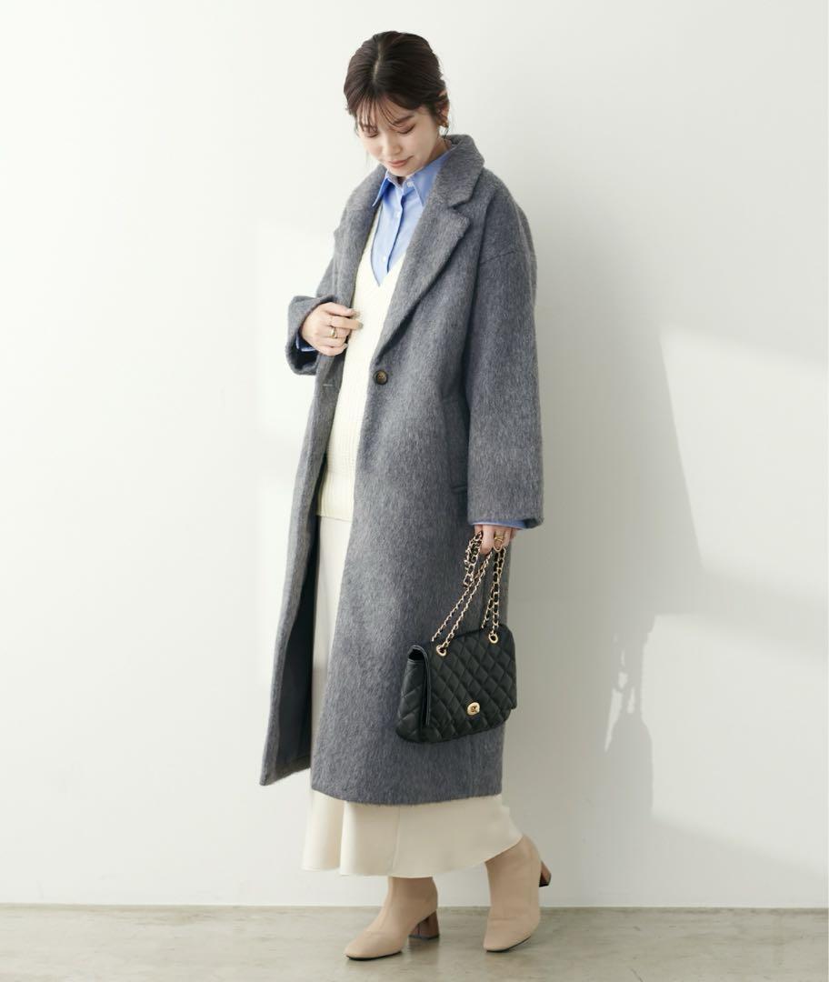 natural couture ニットシャギー袖タックチェスターコート