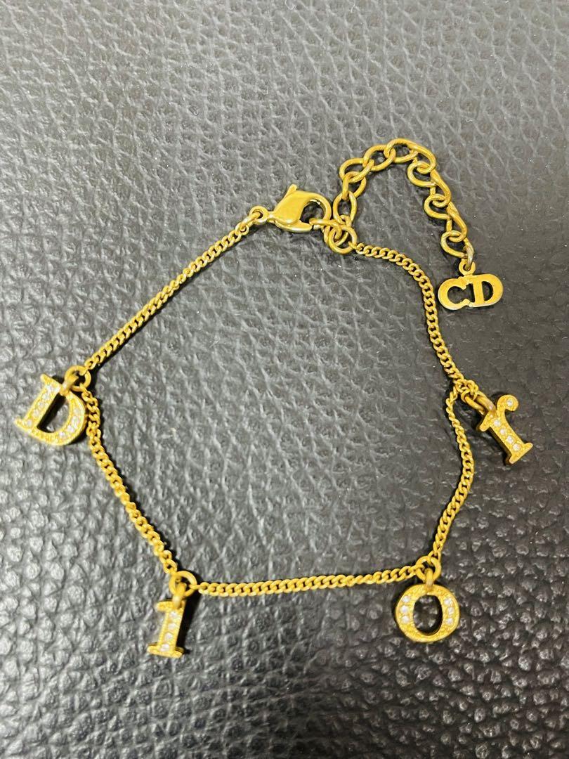 Christian Dior ラインストーンブレスレット ゴールド