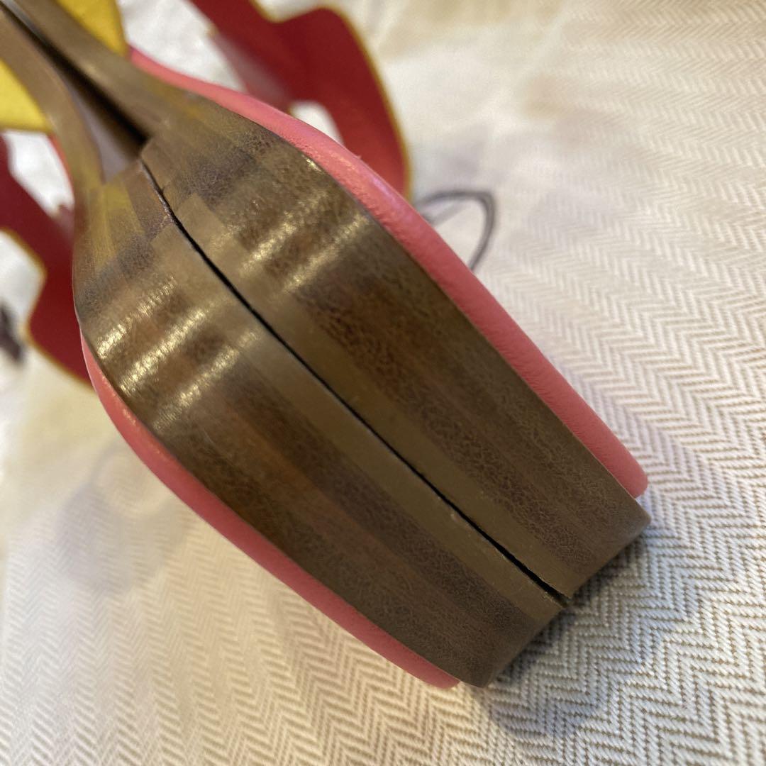 ri9sa9　　　エルメス　オラン　サンダル　イエロー　ピンク　スエード