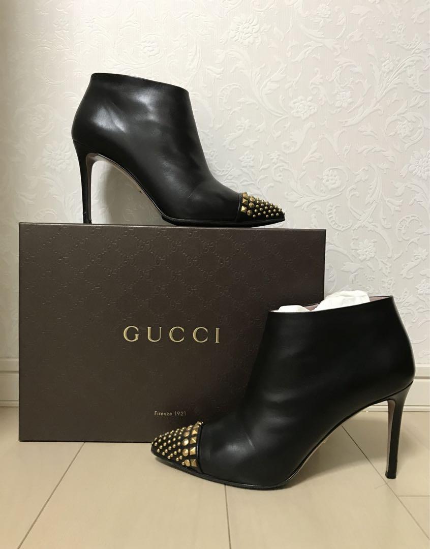 美品☆GUCCIスタッズブーティ☆裏貼り済み24.5cm(38)