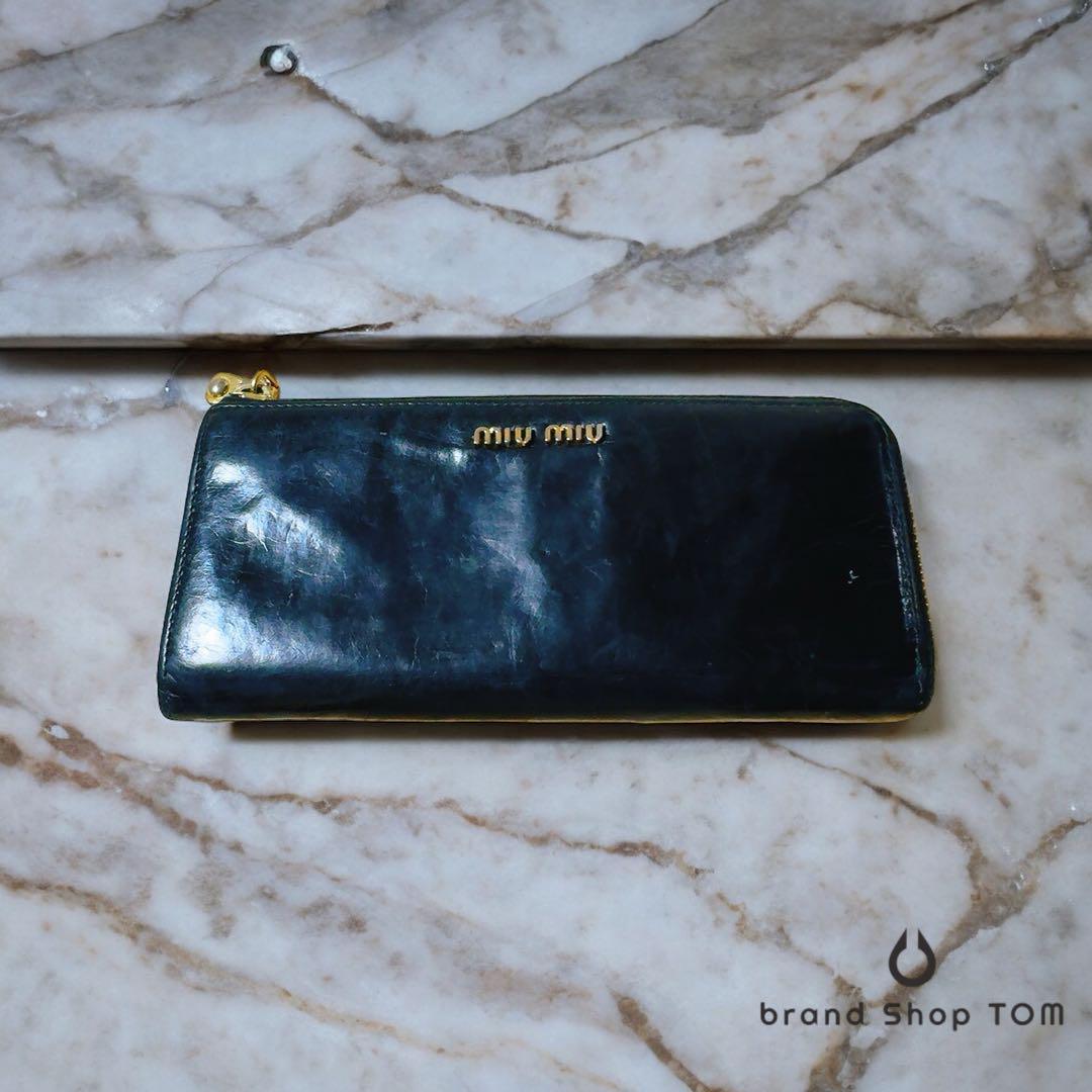 miu miu 長財布　ブラック　革