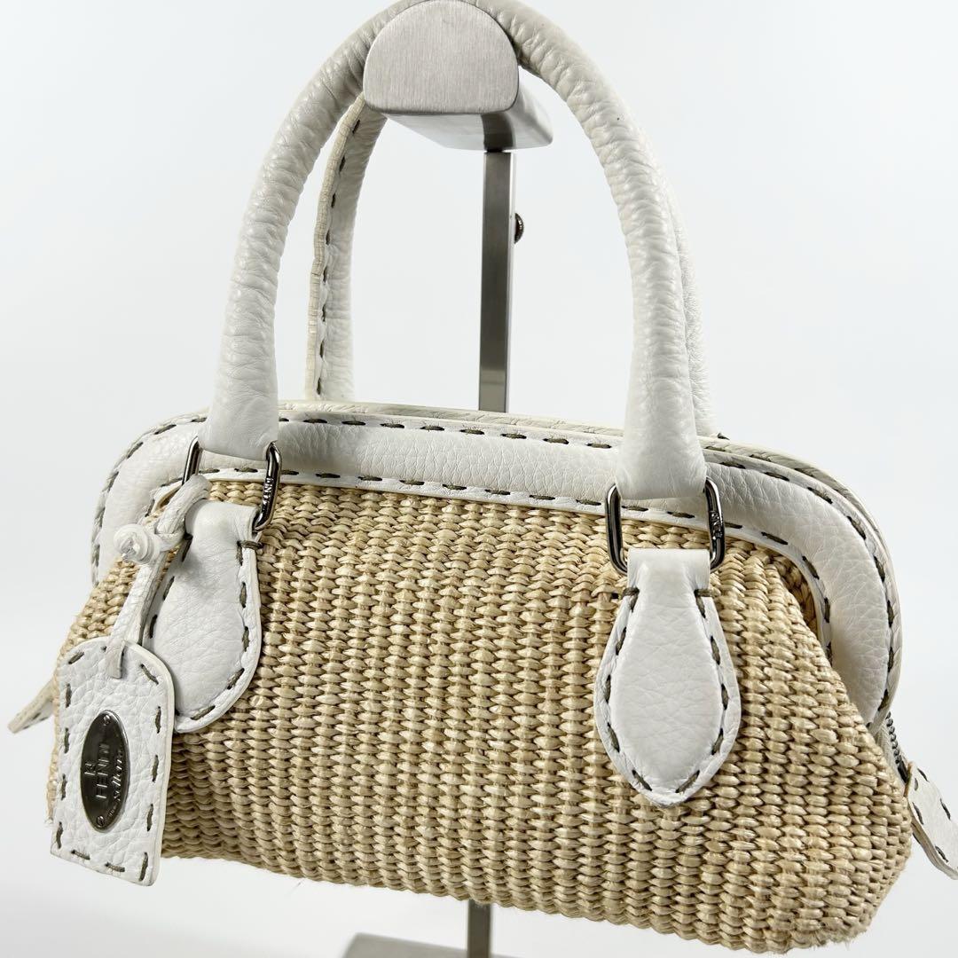 【良品】FENDI セレリア バッグ かごバッグ ハンドバッグ ストロー 人気
