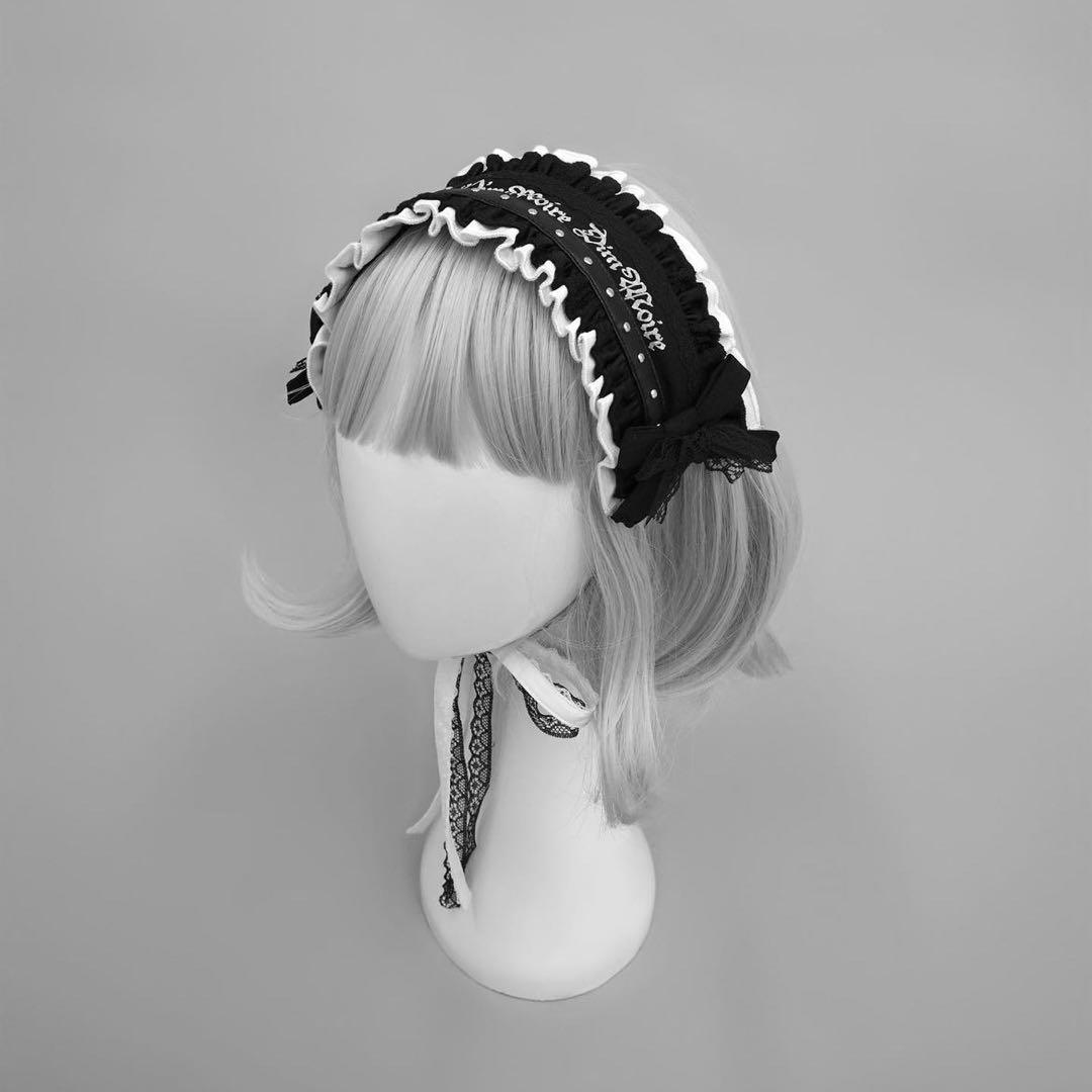DimMoire フリル×スタッズヘッドドレス Black White