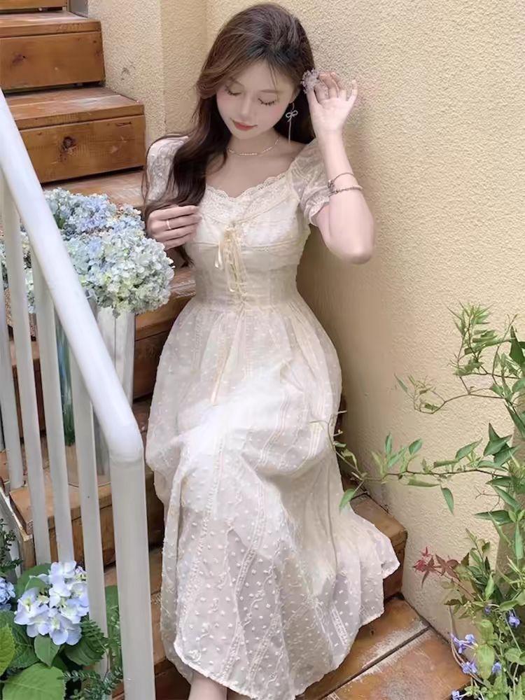 春パーティーにぴったり❤️レースロングドレス