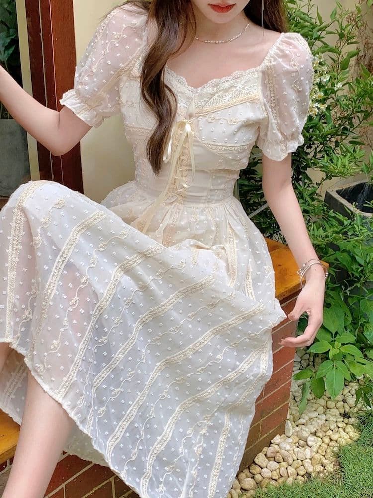 春パーティーにぴったり❤️レースロングドレス