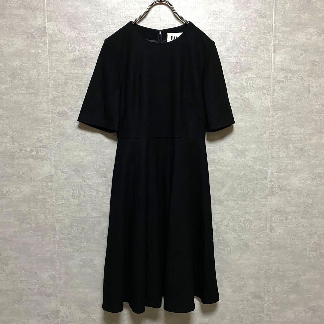 ROPE【38】ウール100%ワンピース✨フォーマル バックオープン フレア