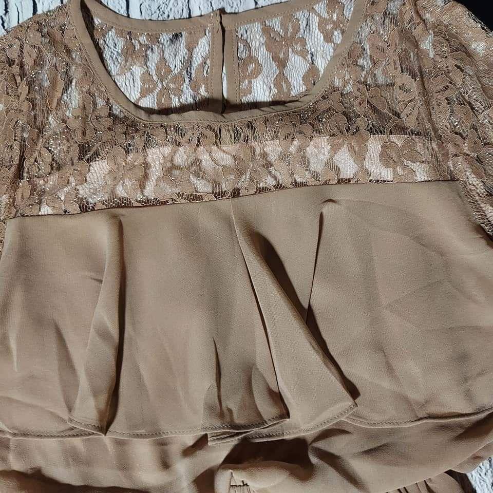 ２ＸＬ　高品質　フリルレースドレス　ブラウンベージュ　ロングドレス　マキシ丈　5
