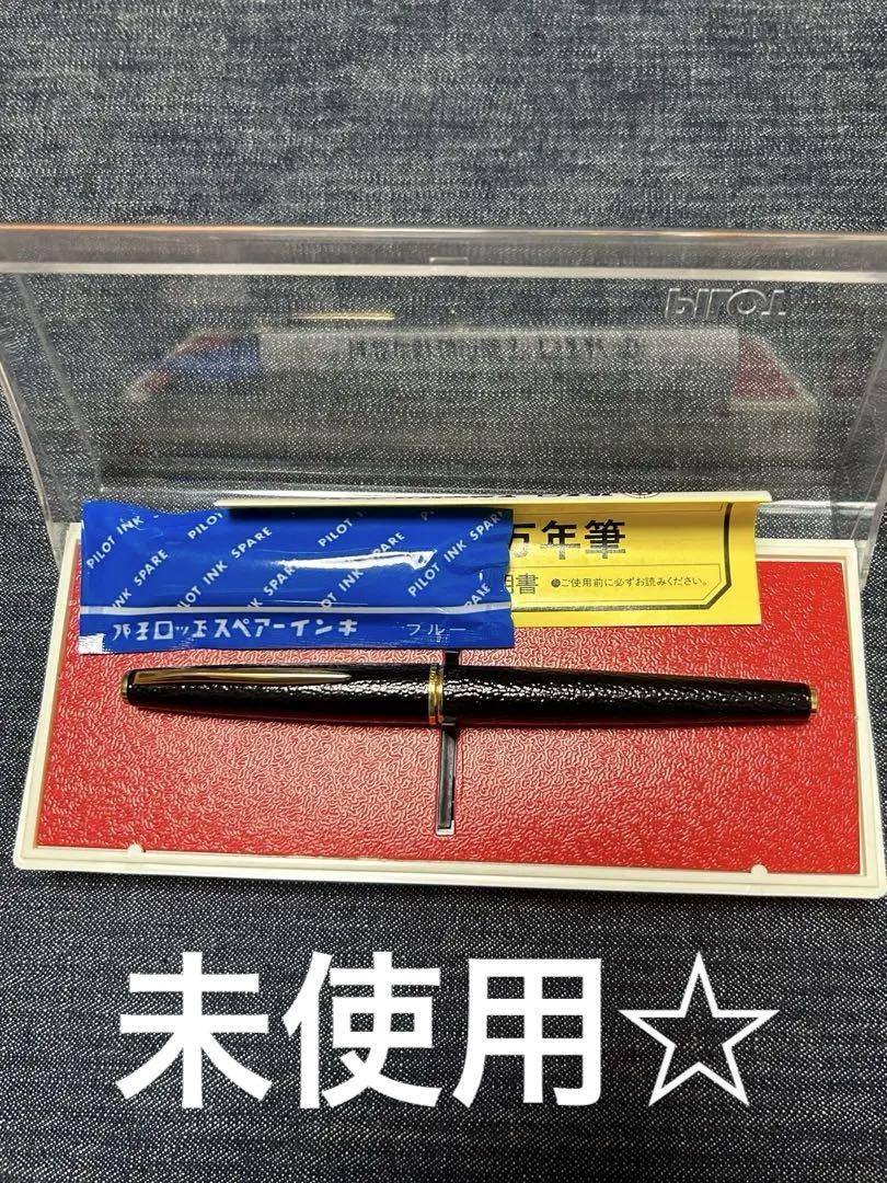 パイロット 革巻 万年筆 14K 当時 箱インク付 F 細字
