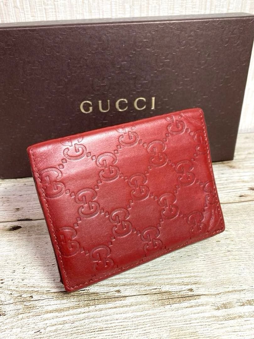 GUCCI グッチ　シマレザー　カードケース　名刺入れ　ブラウン系