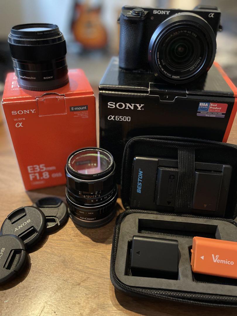 Sony a6500 ボディ+レンズ3本+バッテリー4つ+レンズフード2つ付き