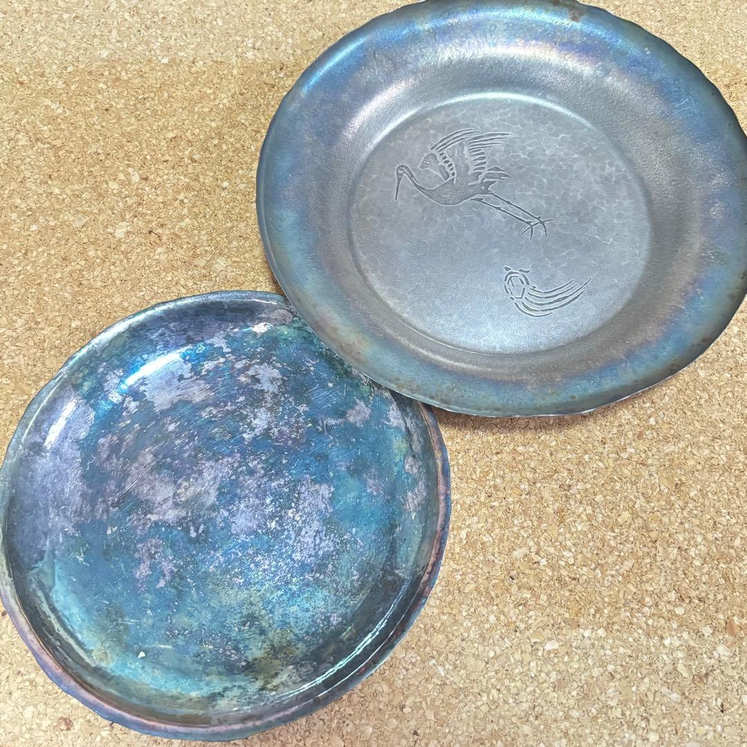 銀皿　純銀　純銀三越　純銀服部製　2枚　288g