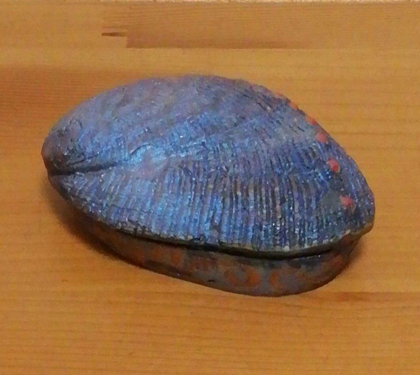 田中篁秋作　鮑　内金　香合　共箱　茶道具