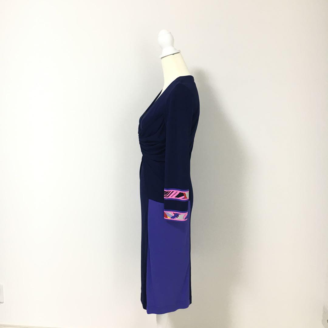 近年美品　LEONARD レオナール  美しい花柄　ストレッチ　ワンピース