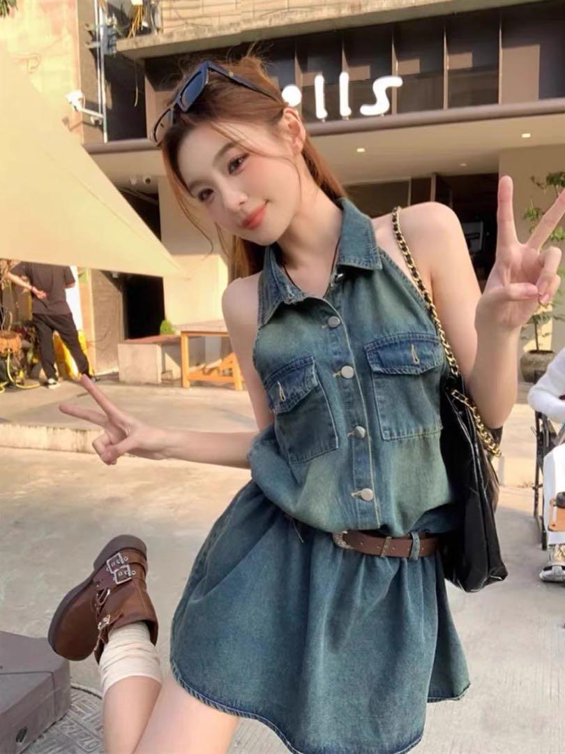 春夏デニムワンピース★ミニ丈★お出かけ・デートにピッタリ★