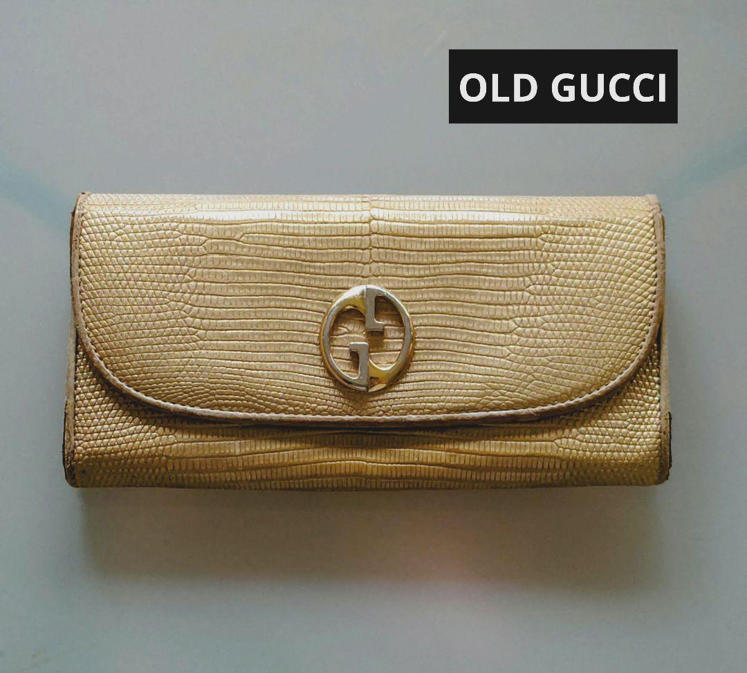 OLDGUCCI オールドグッチ　ダブルG リザード　長財布