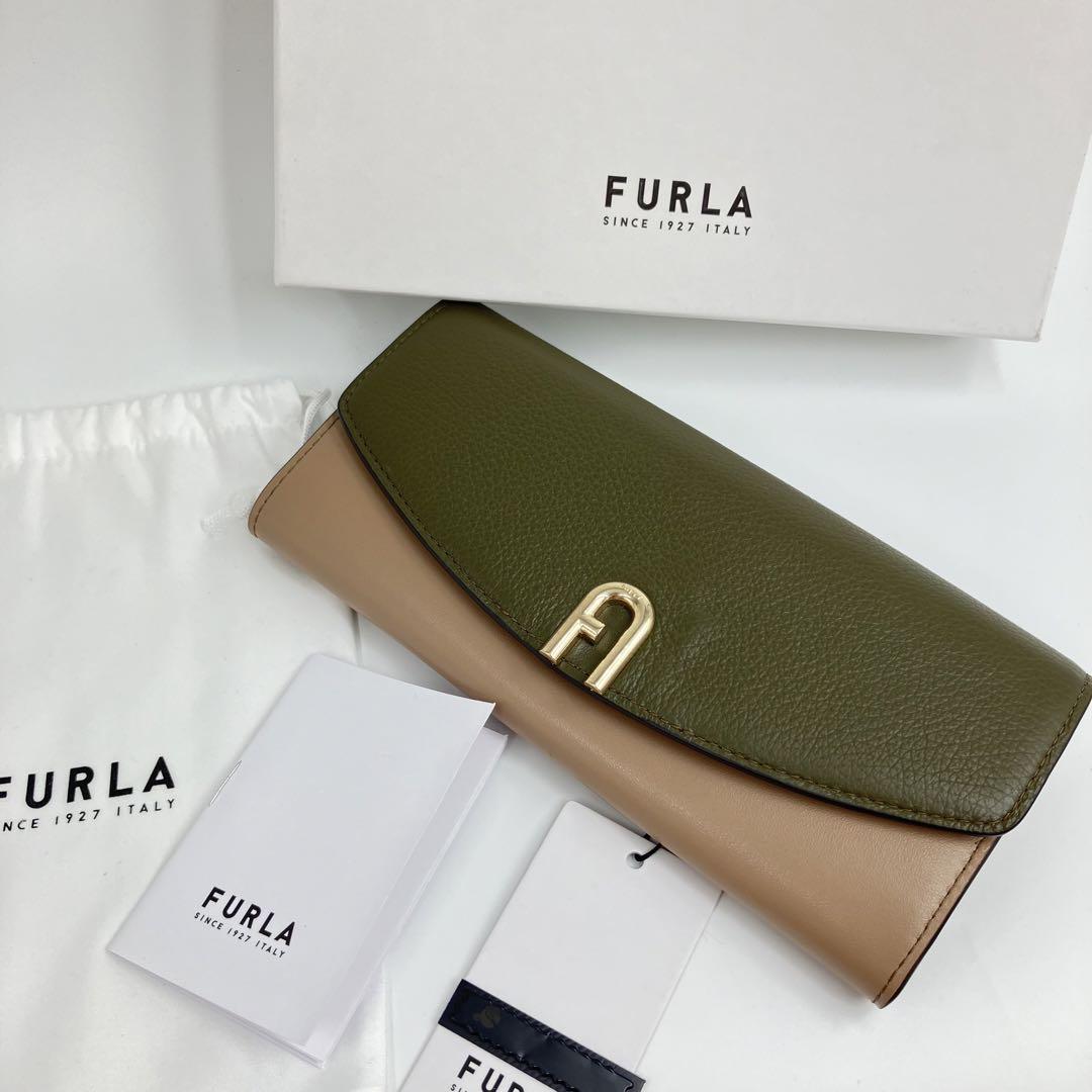 新品未使用 FURLA フルラ 長財布 バイカラー アーチロゴ A金具 フラップ